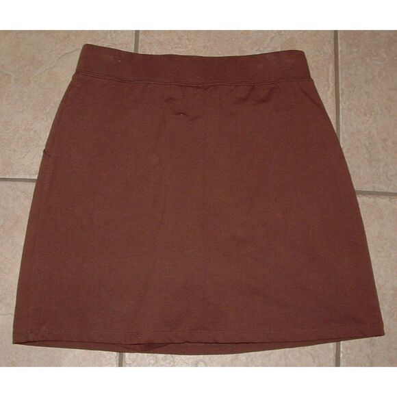 Chocolate Brown Sz Small Elastic Waist Soft Stretchy Skort Side Pockets D&CO - Picture 4 of 4